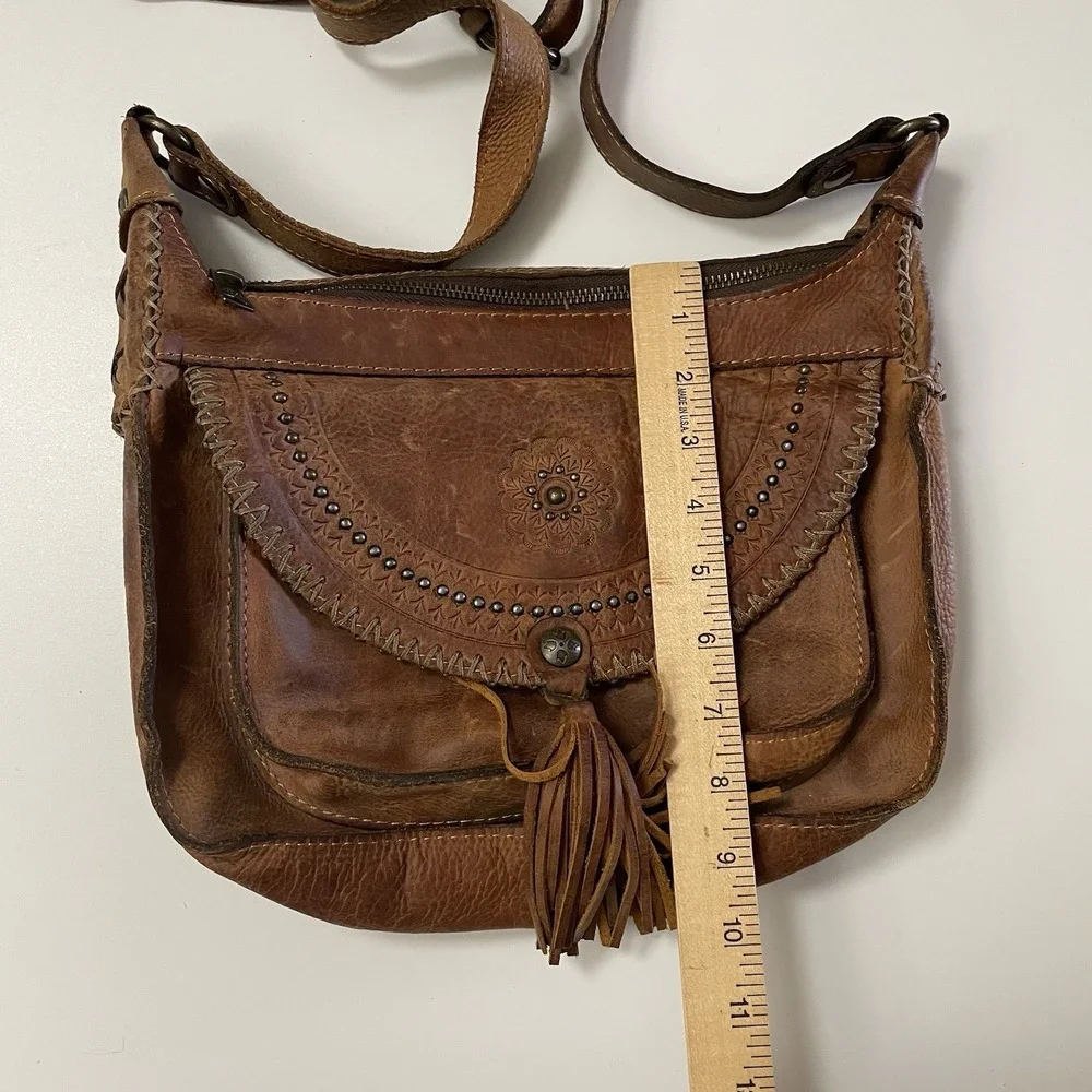 Patricia Nash Camila Leather Crossbody‎ Bag Purse Distressed Boho Cowgirl B8
